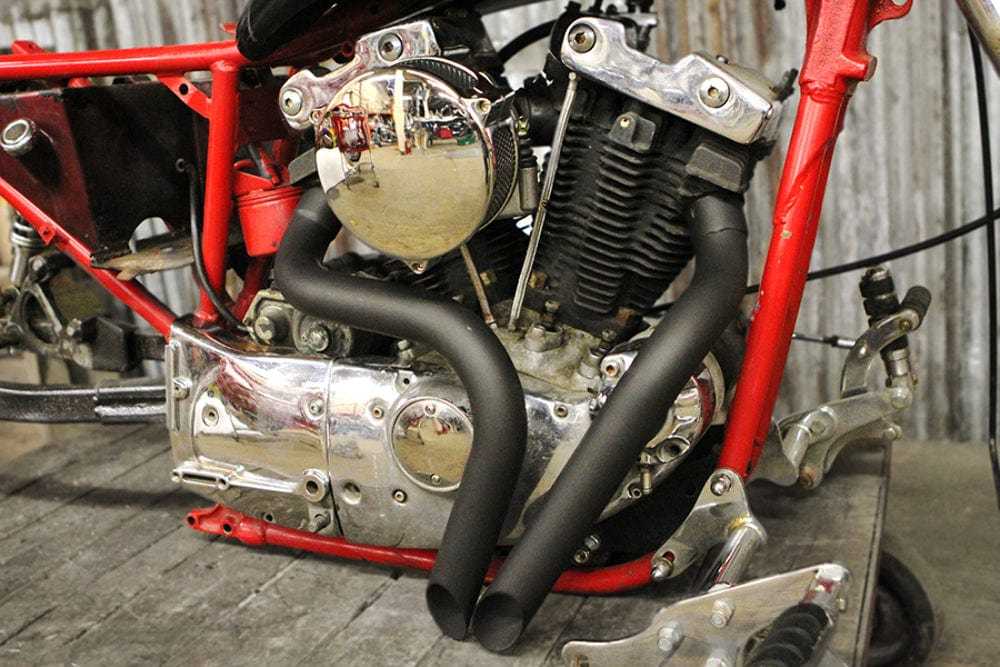 V-Twin Manufacturing, 1 3/4" Black LAF L.A.F. Exhaust Header Set Drag Pipes Harley Ironhead Sportster