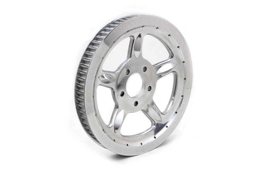 V-Twin Manufacturing, 1.125" 1 1/8" 68 Tooth 5-Spoke Chrome Rear Wheel Drive Pulley Harley Softail