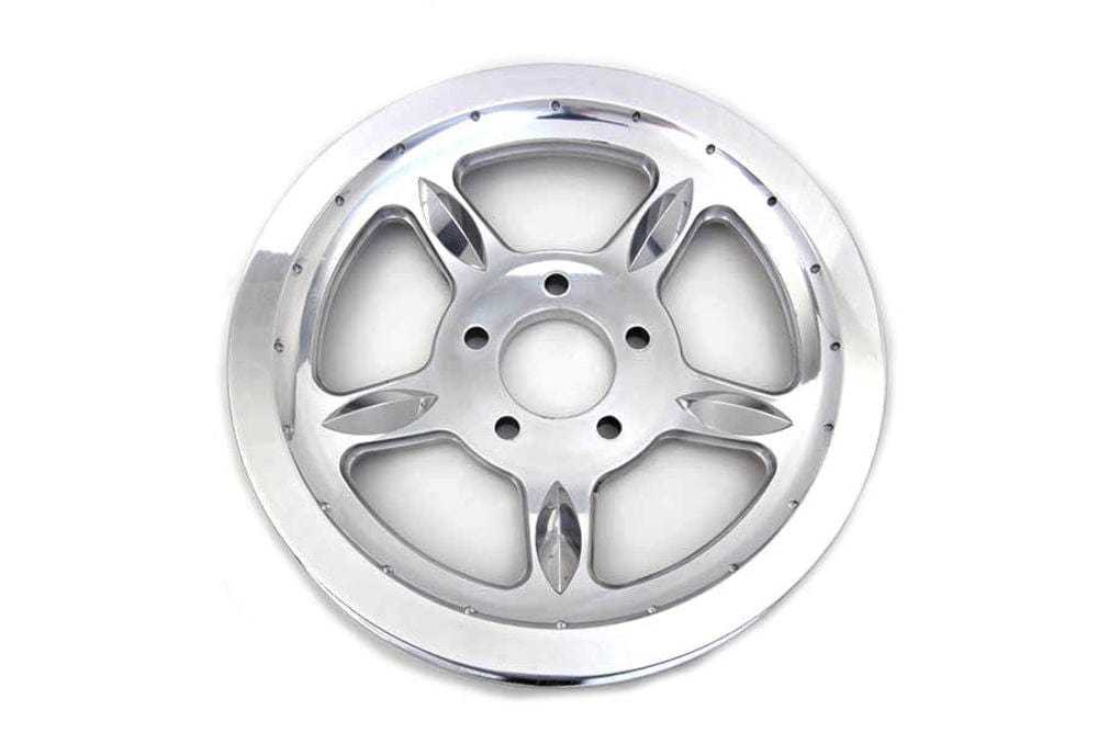 V-Twin Manufacturing, 1.125" 1 1/8" 68 Tooth 5-Spoke Chrome Rear Wheel Drive Pulley Harley Softail