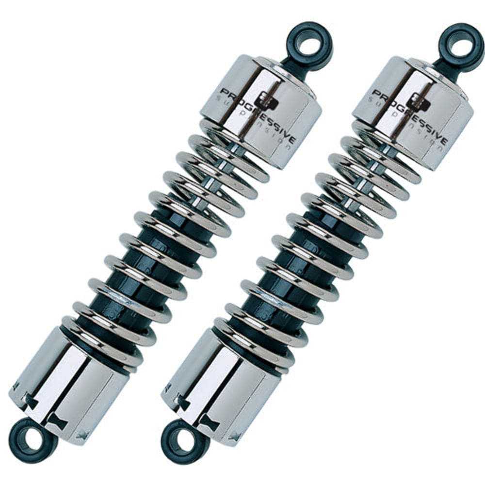 Progressive Suspension, 11" Chrome Progressive 412 Standard Lowering Shocks 79-03 Harley Sportster FXR