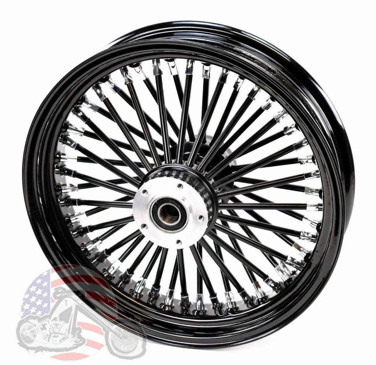 Ultima, 16 3.5 48 Fat Spoke Front Wheel Black Out Rim 08+ Harley Touring ABS Dual Disc