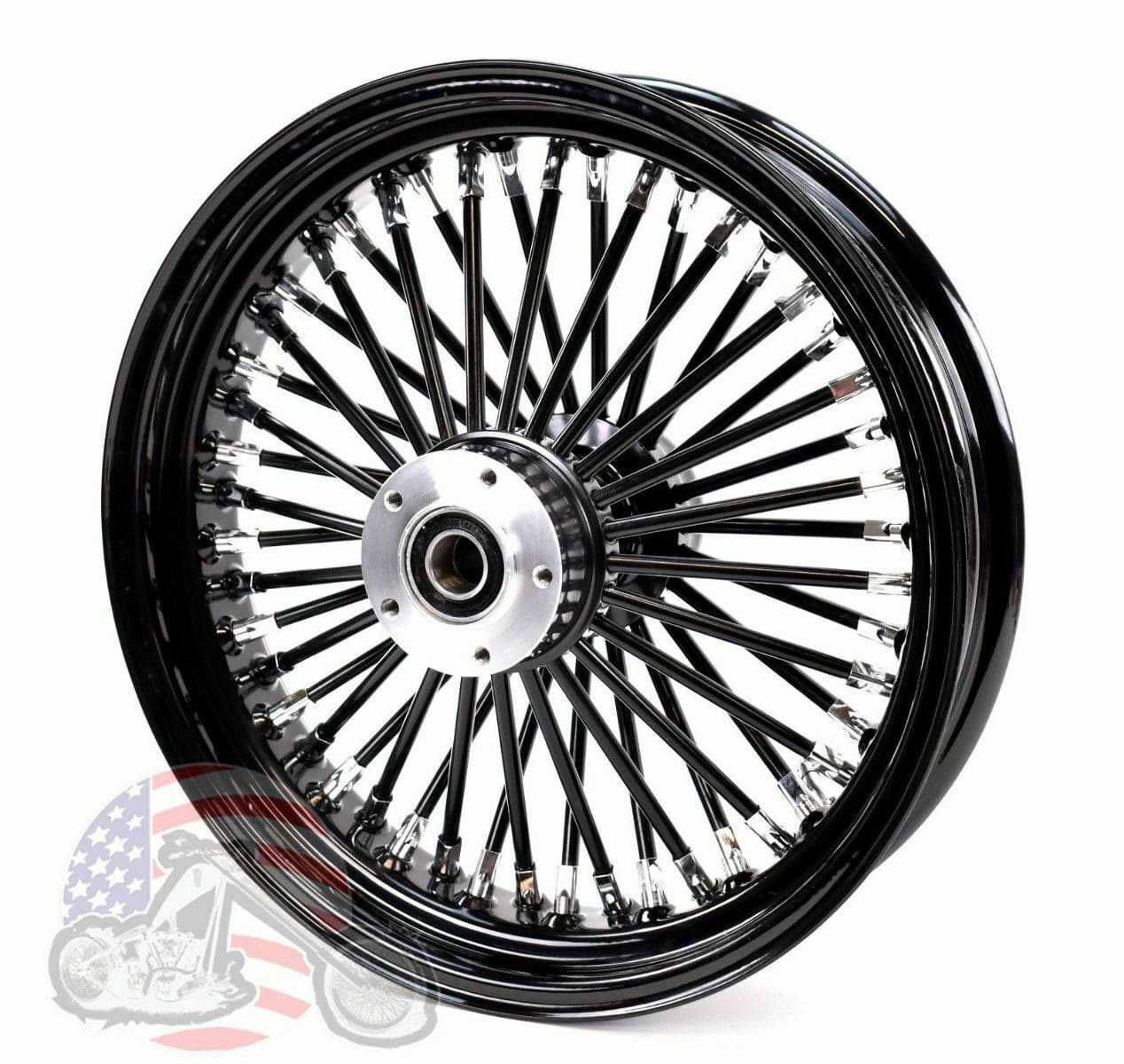 Ultima, 16 3.5 48 Fat Spoke Front Wheel Black Out Rim 08+ Harley Touring ABS Dual Disc