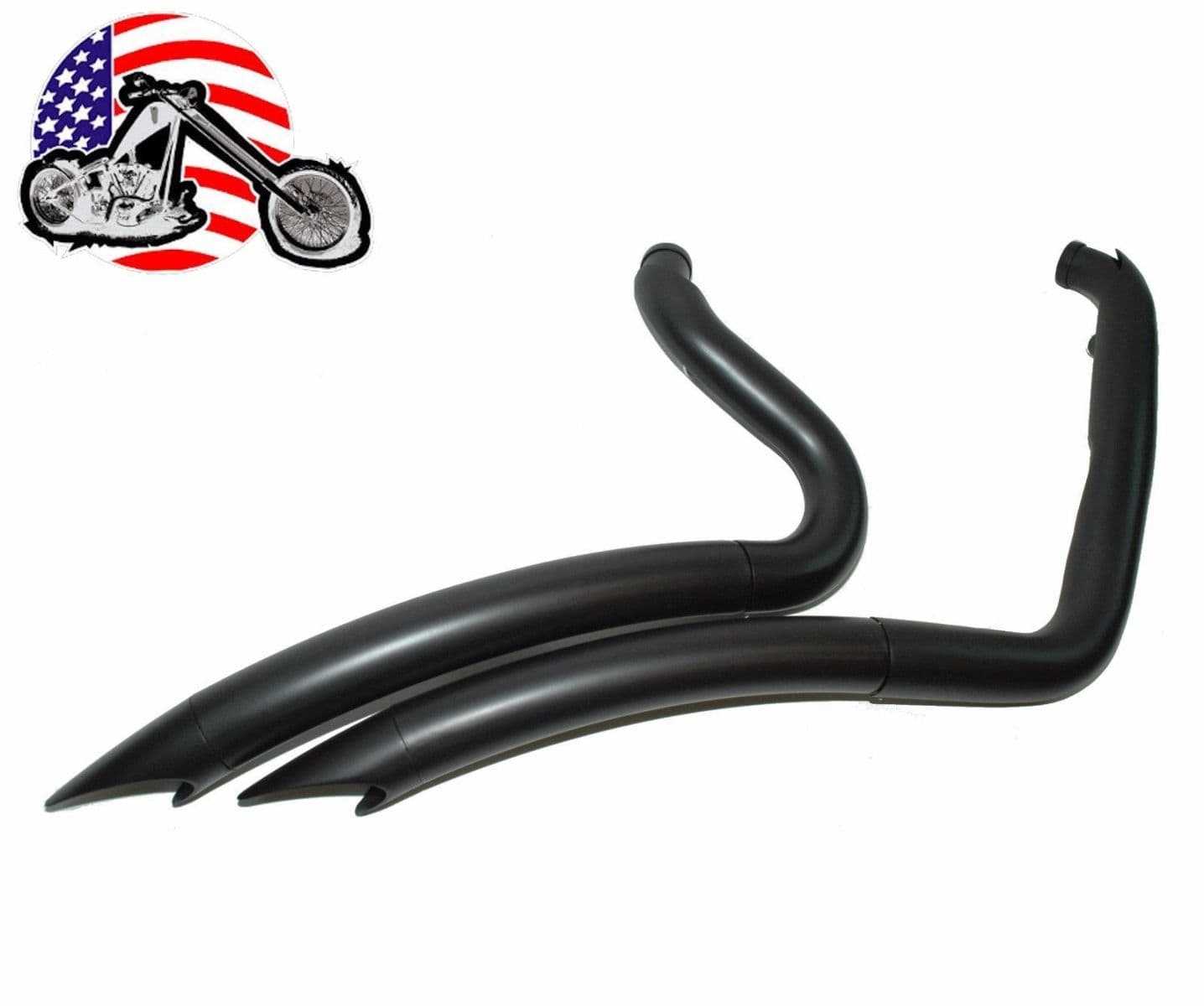 American Classic Motors, 2 1/4" Black Big Radius Radius Curves Full Exhaust Drag Pipe System Harley Dyna