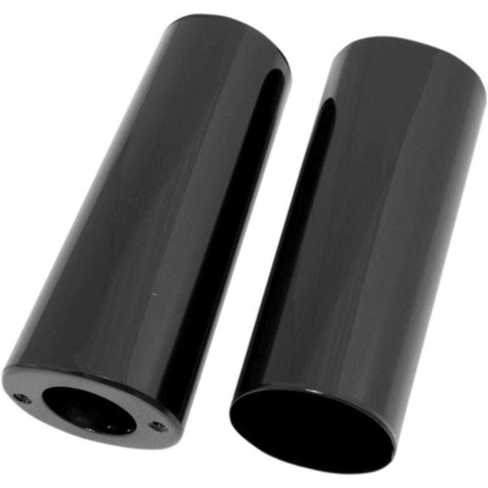 Drag Specialties, +2" 2 Over Black Fork Tube Slider Covers Cowbells Harley Touring Softail 80-17