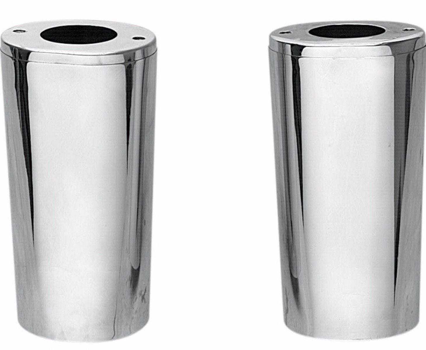 Drag Specialties, +2" 2 Over Chrome Fork Tube Slider Covers Cowbells Harley Touring Softail 49-17