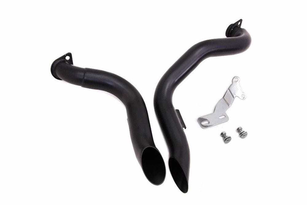 V-Twin Manufacturing, 2" Inch LAF L.A.F Black Y Down Draft Drag Pipes Exhaust 71-84 Harley Shovelhead