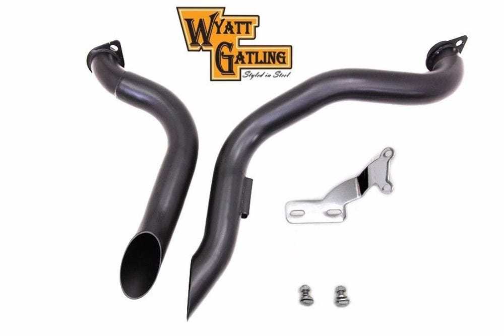 V-Twin Manufacturing, 2" Inch LAF L.A.F Black Y Down Draft Drag Pipes Exhaust 71-84 Harley Shovelhead