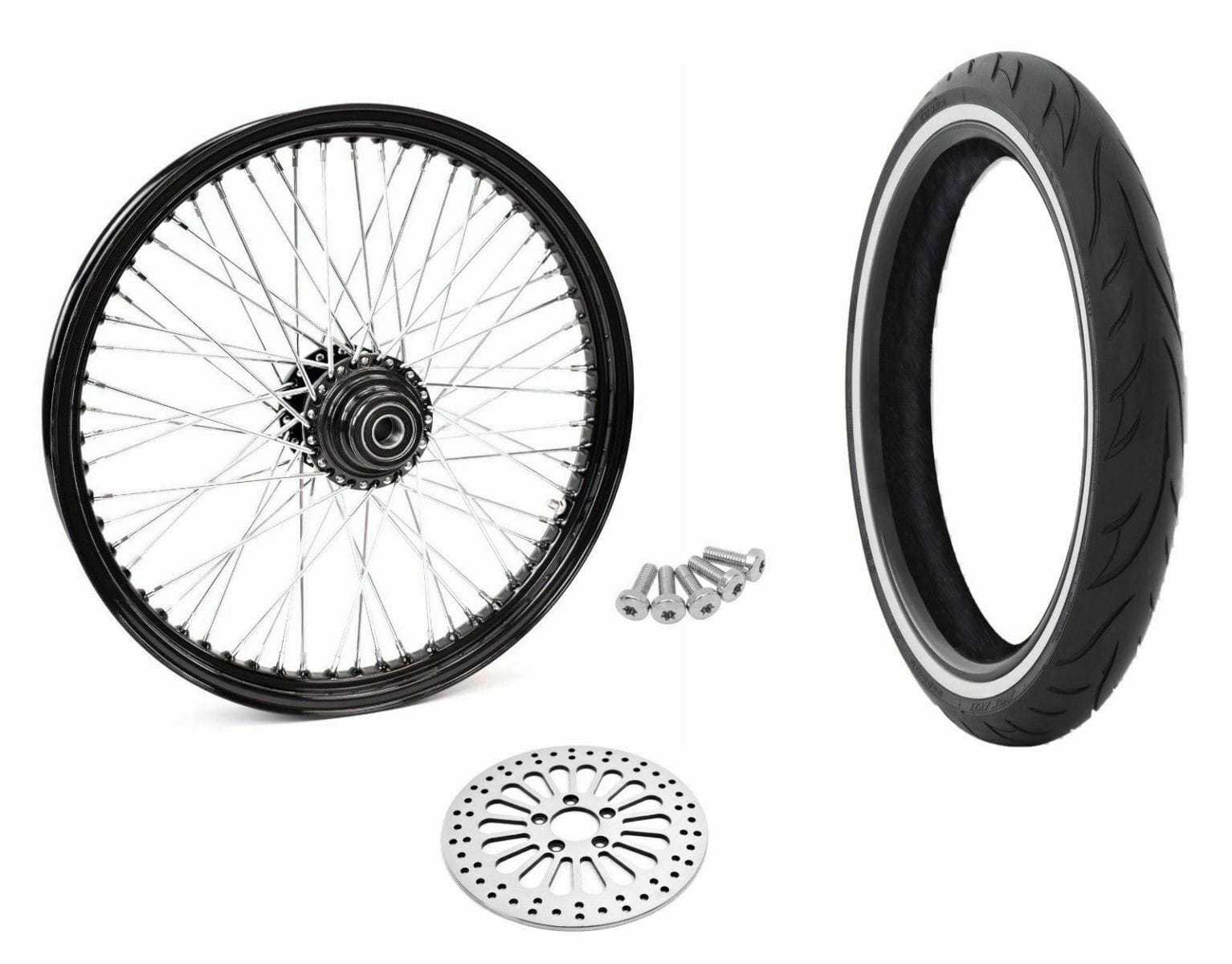 Ultima, 21 2.15 60 Spoke Front Wheel Black Tire Package 08-18 Harley Softail Dyna SDWW