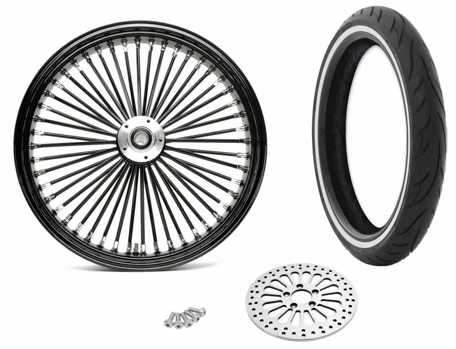 Ultima, 21 2.15 Front Wheel Black Out Tire Package 08-18 Harley Softail Touring SDWW