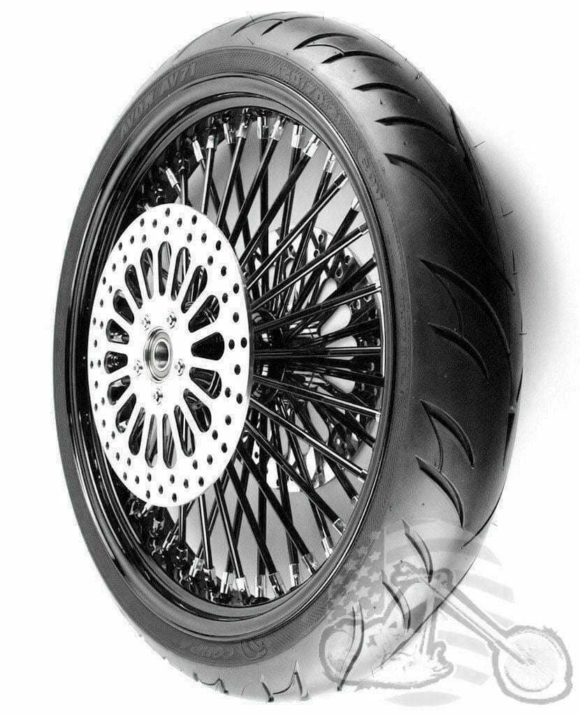 DNA Specialty, 21 3.5 52 Mammoth Black Fat Spoke Front Wheel BW Tire 08+ Harley Touring ABS