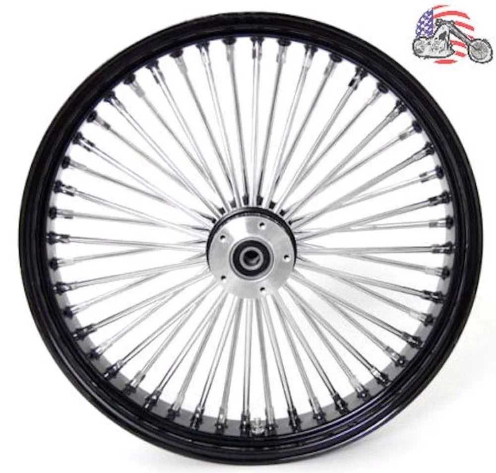 DNA Specialty, 21 3.5 52 Mammoth Fat Stainless Spoke Front Wheel Black Rim 00-07 Harley Touring