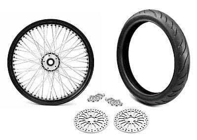 Ultima/Avon/DNA/Colony, 21 3.5 60 Black Spoke Front Wheel Black Tire Harley Touring Package 00-07 DDBW