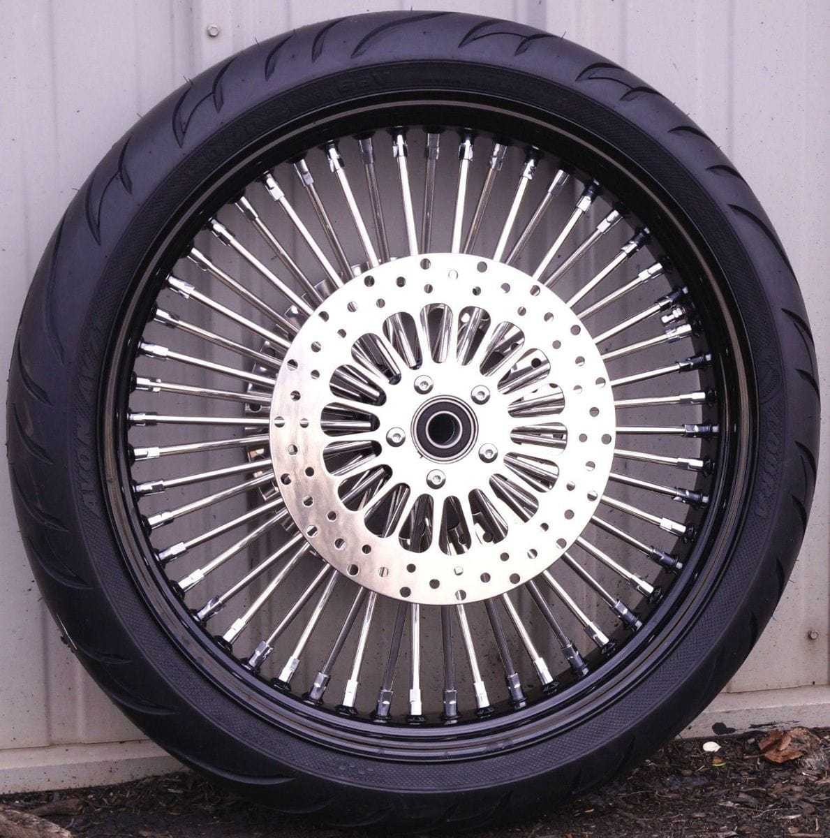 Ultima, 21 X 2.15 Black Chrome Front 48 Spoke Narrow Wheel Rim Tire Package BW XL Dyna