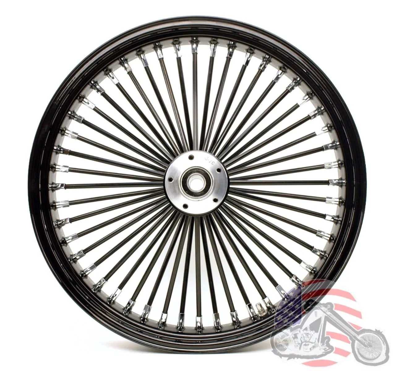 Ultima, 21 x 3.5 48 Fat King Spoke Front Wheel Black Rim Dual Disc Harley Touring 00-07