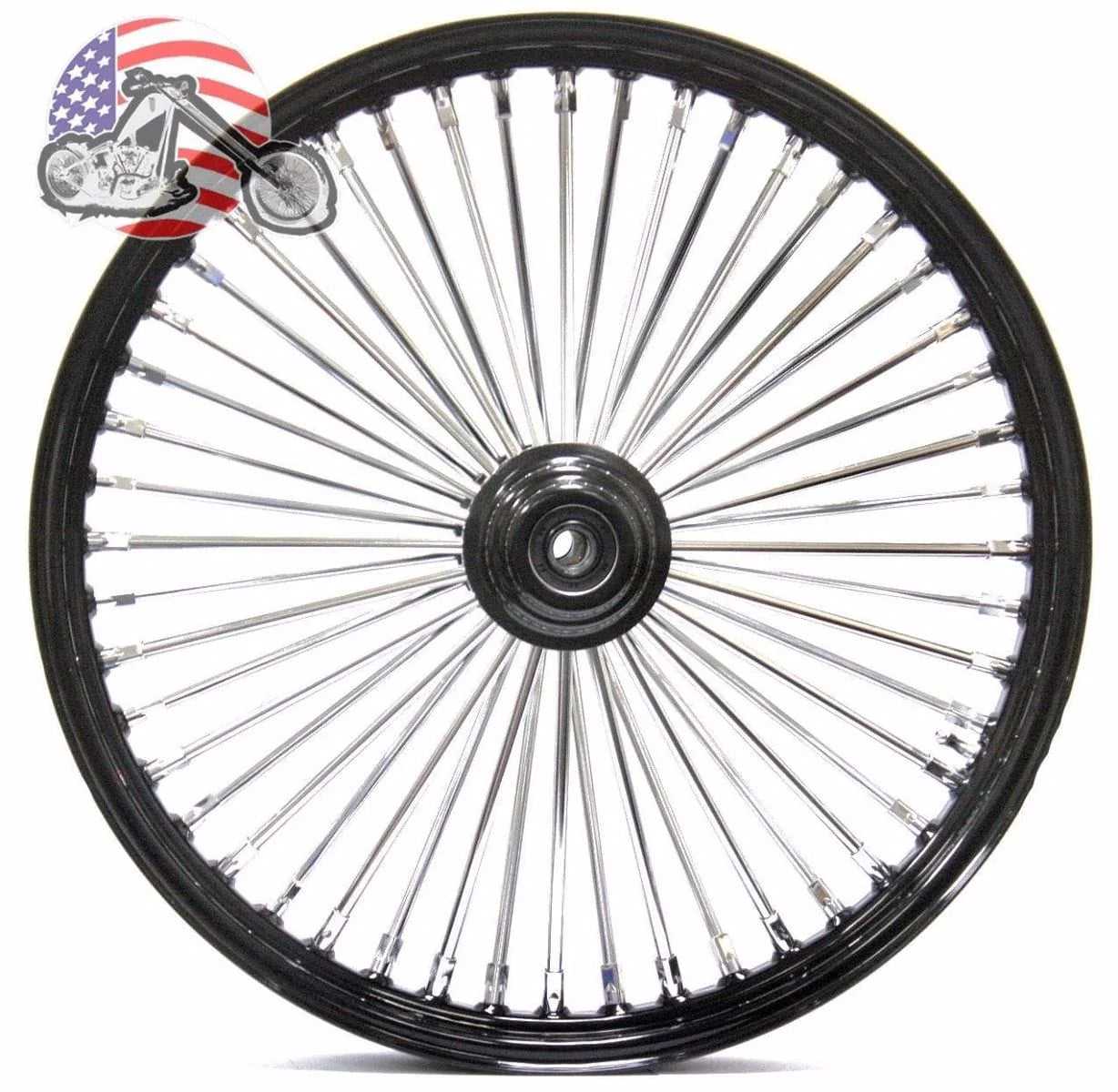 Ultima, 21 x 3.5" 48 Fat King Spoke Front Wheel Black Rim Single Disc Touring Softail