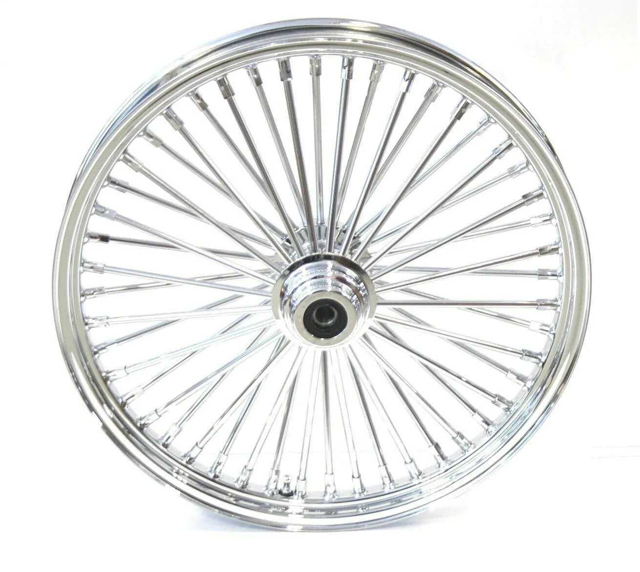 Ultima, 21 x 3.5 48 Fat King Spoke Front Wheel Chrome Rim Single Disc Touring Harley 08+