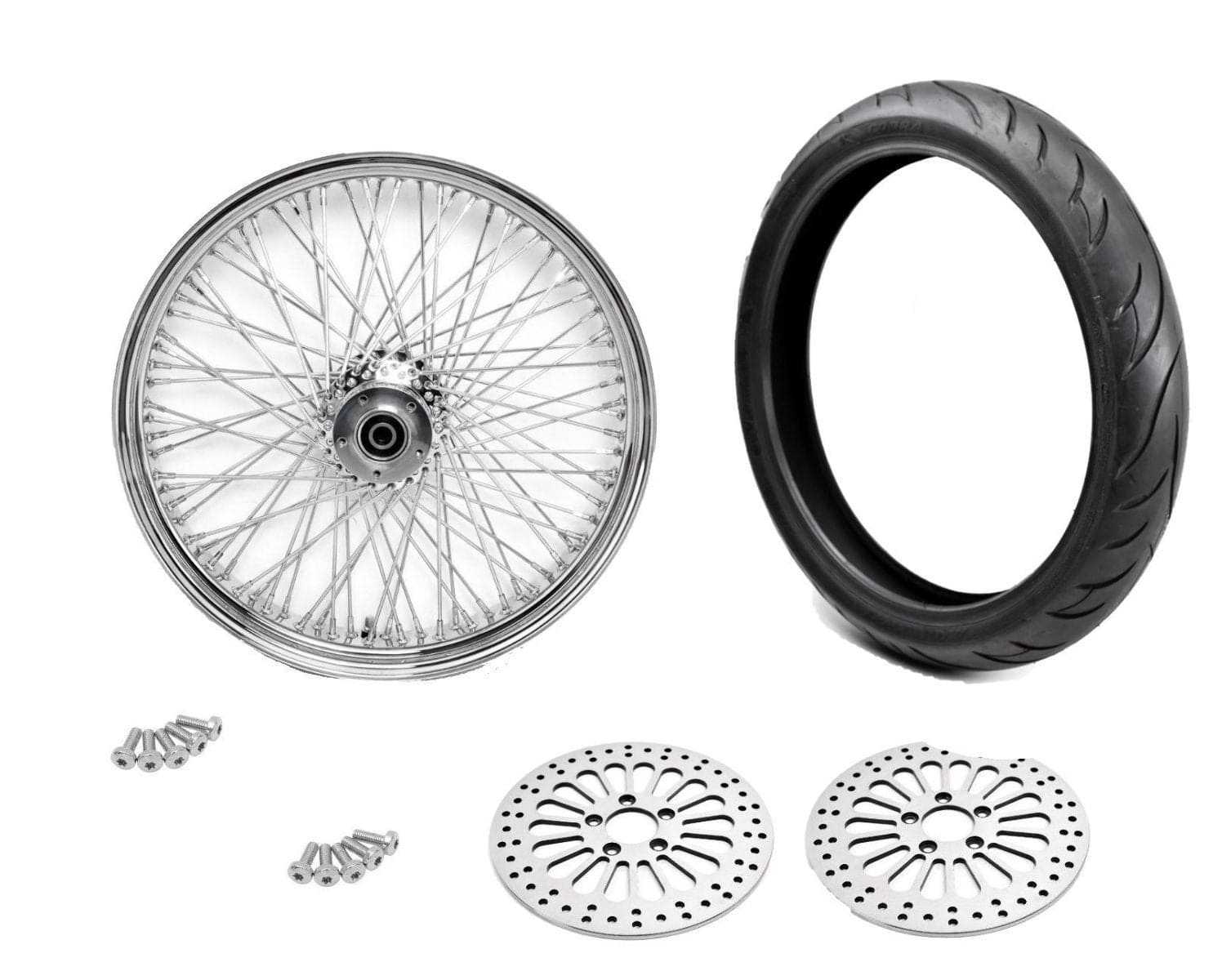 Ultima, 21 x 3.5 80 Spoke Front Wheel 120/70 BW Tire Package 1984-2007 Harley Touring