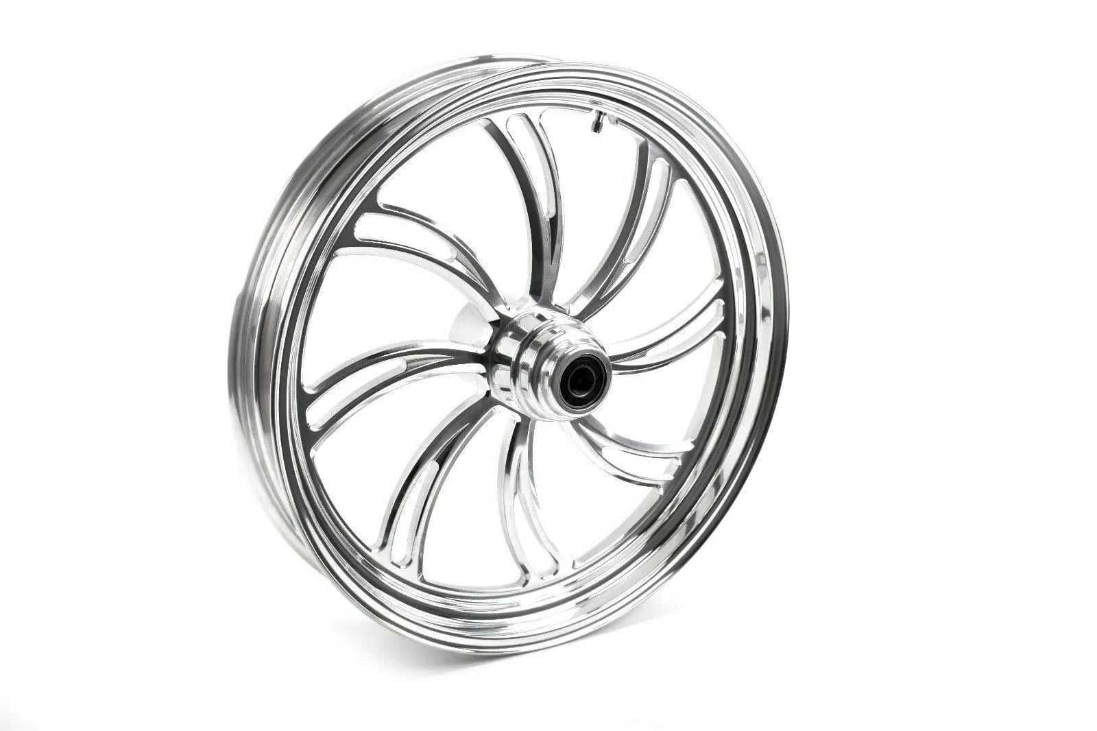 Ultima, 21 x 3.5 Polished Vortex Billet Front Wheel Rim Single Disc Harley Touring 08+