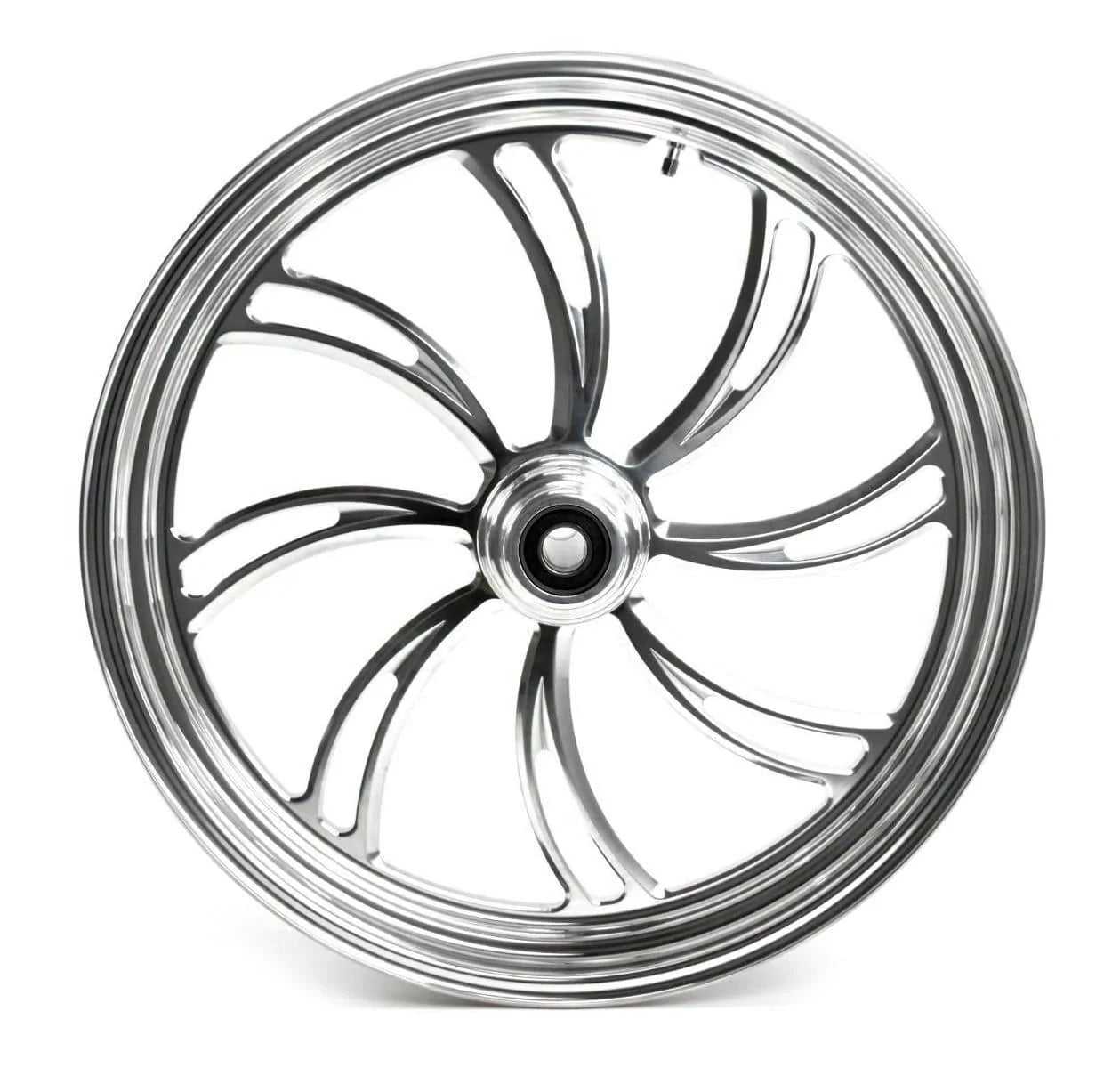 Ultima, 21 x 3.5 Polished Vortex Billet Front Wheel Rim Single Disc Harley Touring 08+