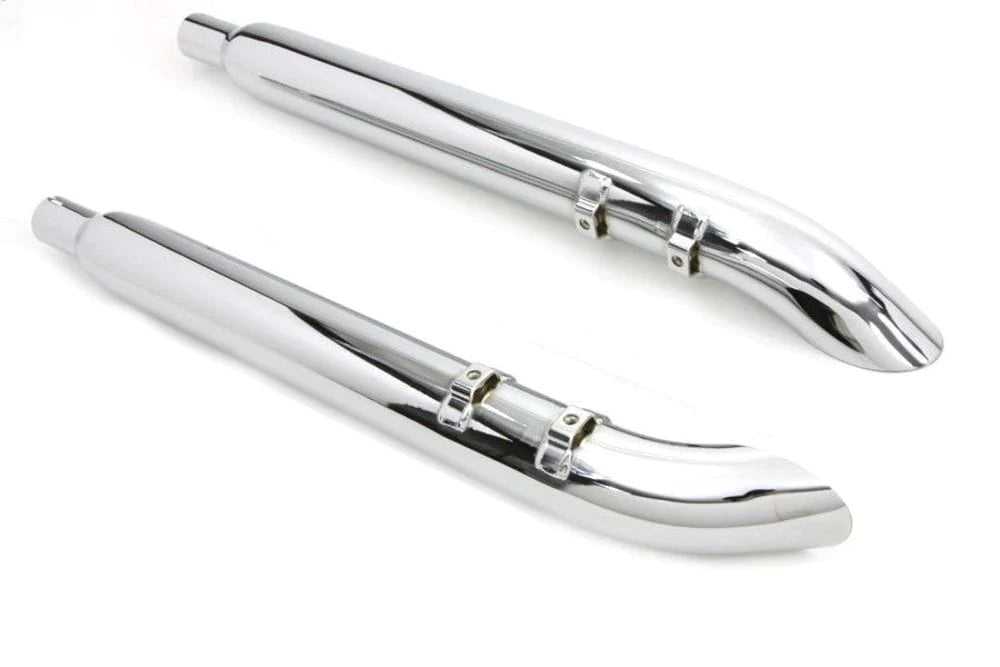 V-Twin Manufacturing, 3" Chrome Slip-On Turn Out Mufflers Set Exhaust 1995-2016 Harley Touring Bagger