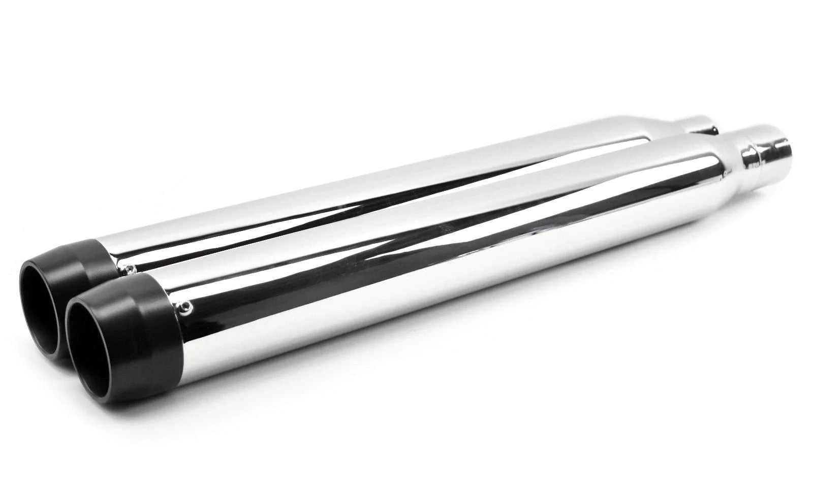 American Classic Motors, 3.5" Chrome Black Slip-On Mufflers Exhaust Pipes 2017-2020 Harley Touring Bagger