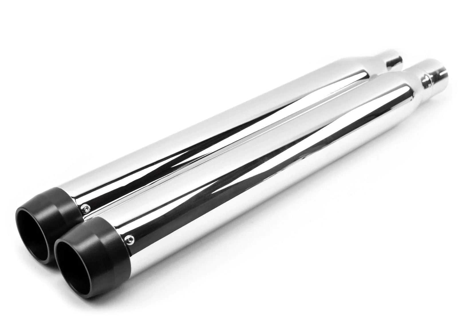 American Classic Motors, 3.5" Chrome Black Slip-On Mufflers Exhaust Pipes 2017-2020 Harley Touring Bagger