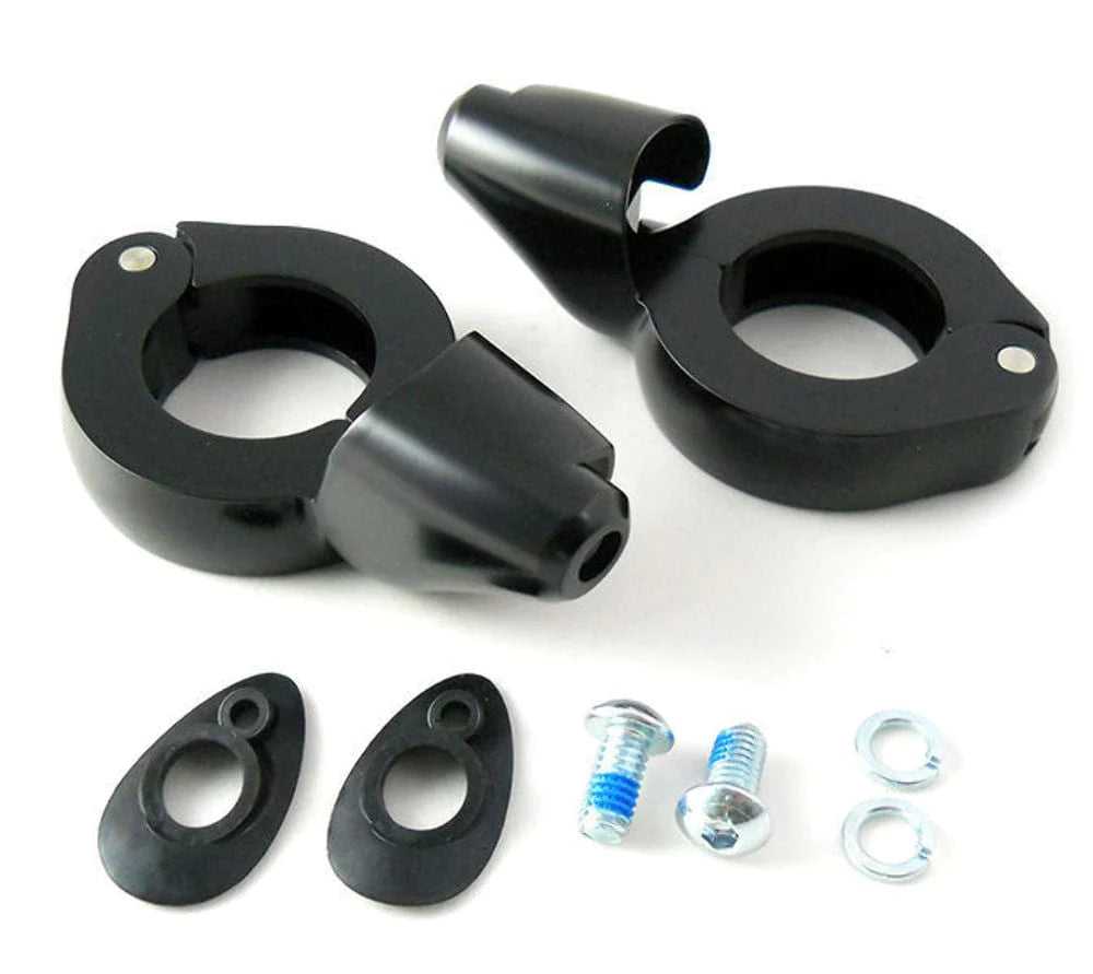 V-Twin Manufacturing, 39mm Black Front Fork Tube Turn Signal Relocation Kit Harley Sportster Dyna FXR