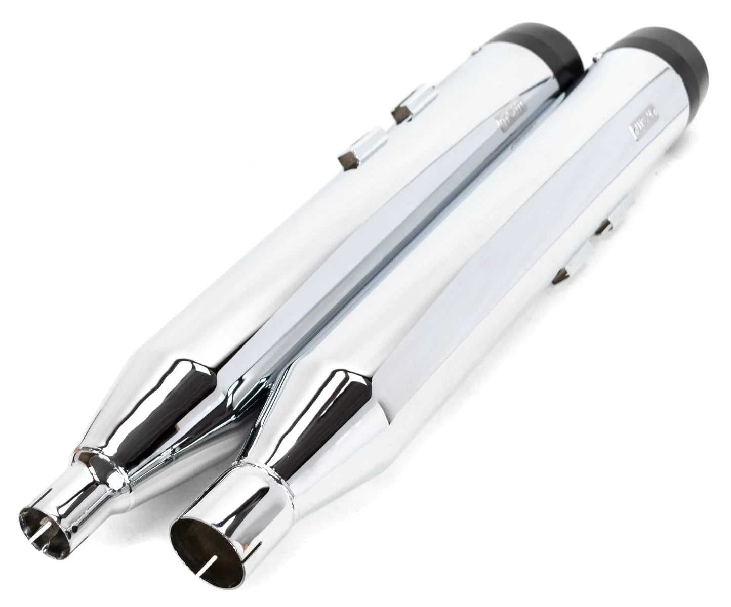 American Classic Motors, 4.5" Chrome Snub Nose Slip-On Mufflers Exhaust Pipes 17-22 Harley Touring Bagger