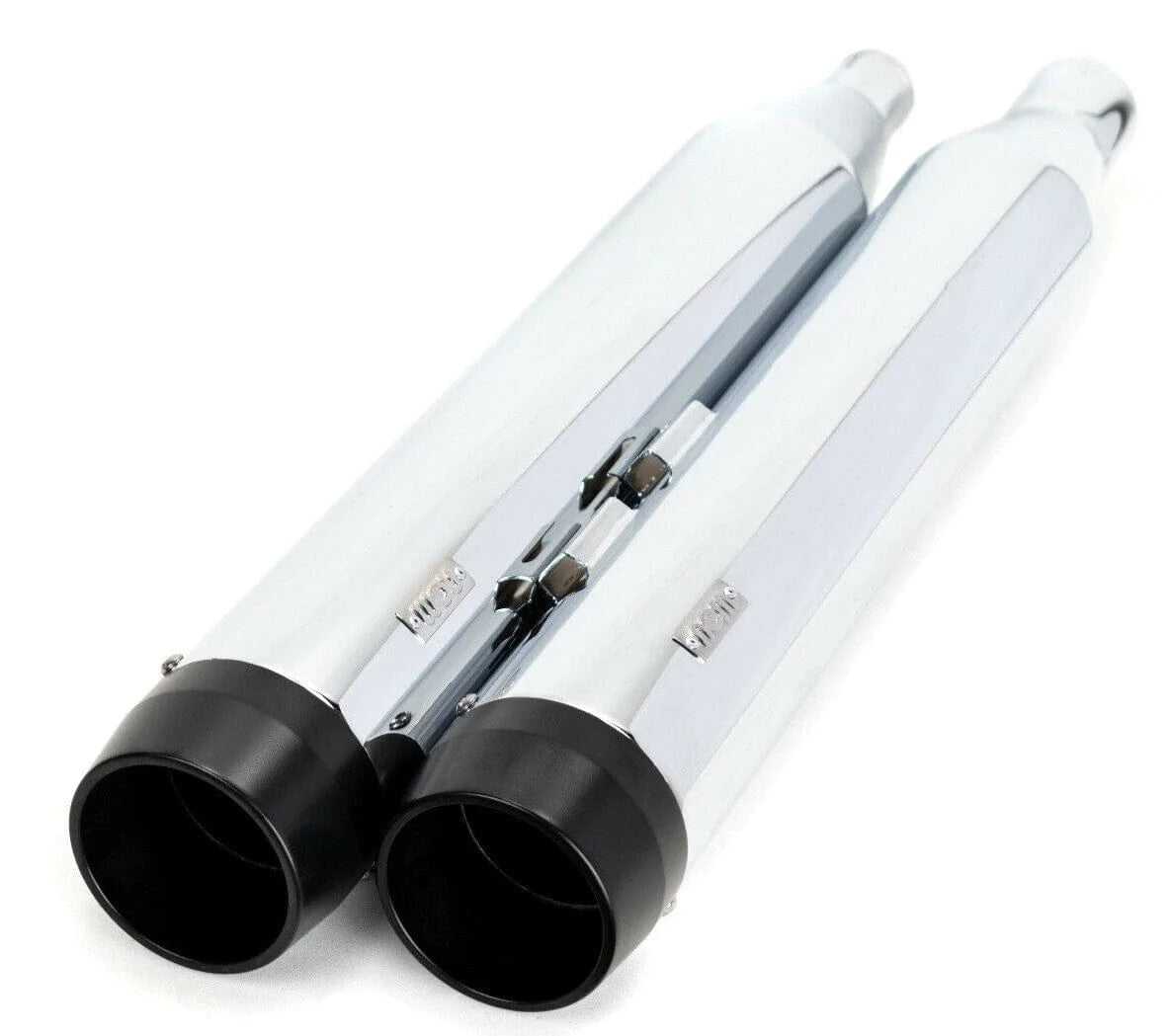 American Classic Motors, 4.5" Chrome Snub Nose Slip-On Mufflers Exhaust Pipes 17-22 Harley Touring Bagger