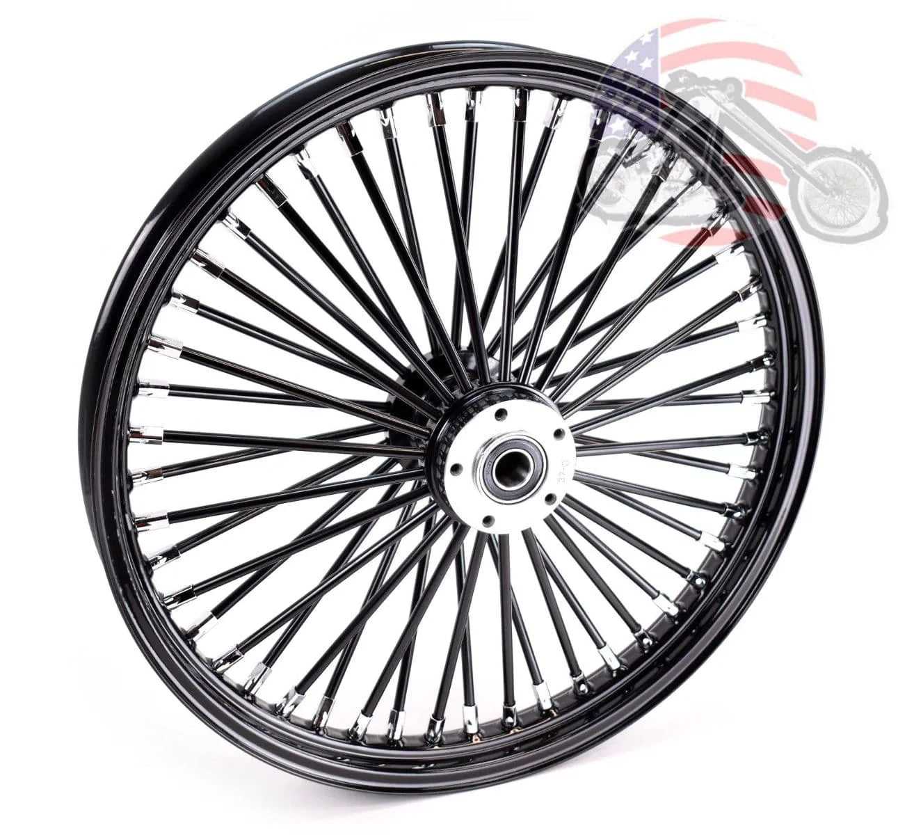 Ultima, 48 King Fat Spoke 21 X 2.15 Front Wheel Black-Out Rim Harley Dual Disc Touring