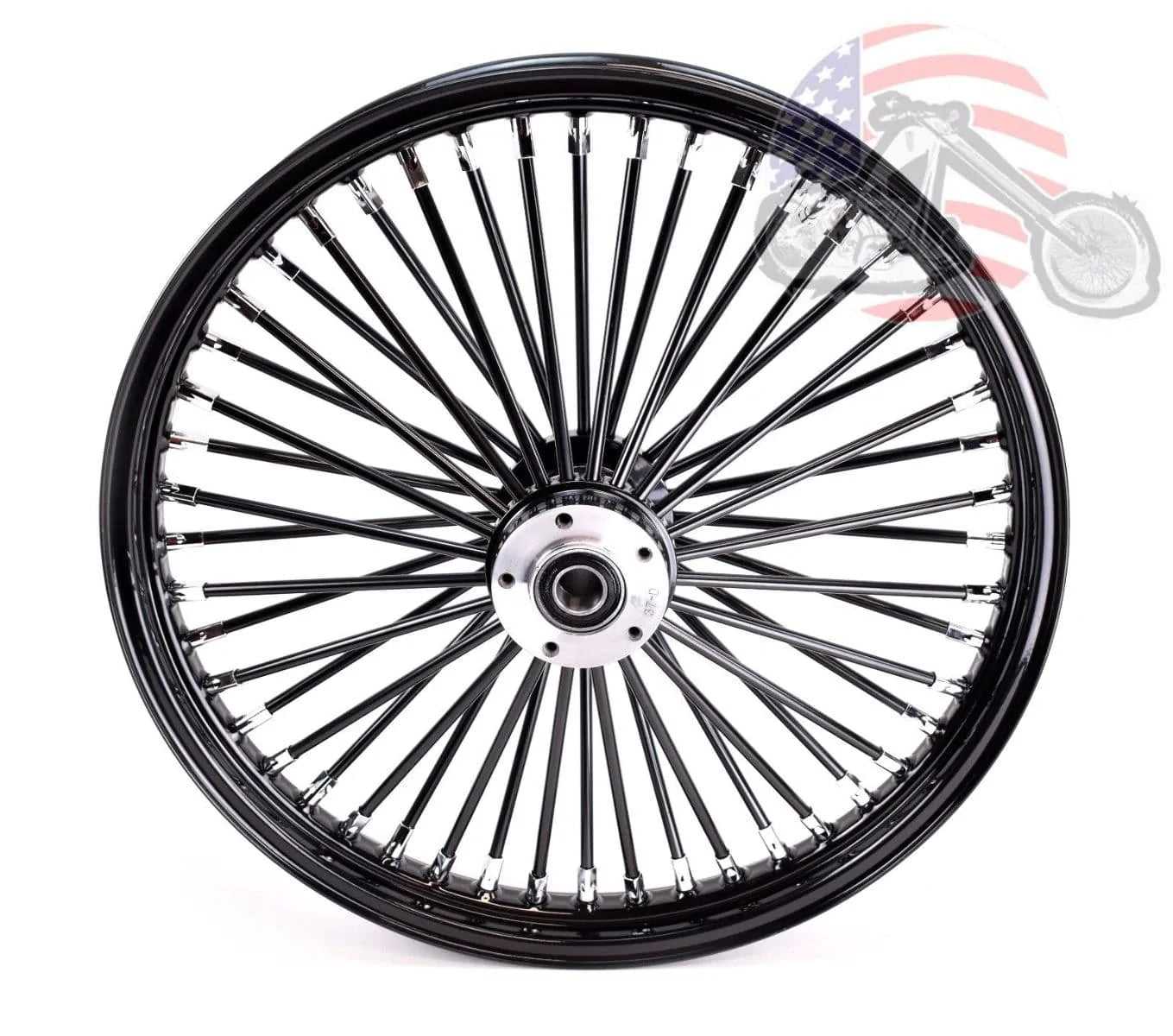 Ultima, 48 King Fat Spoke 21 X 2.15 Front Wheel Black-Out Rim Harley Dual Disc Touring