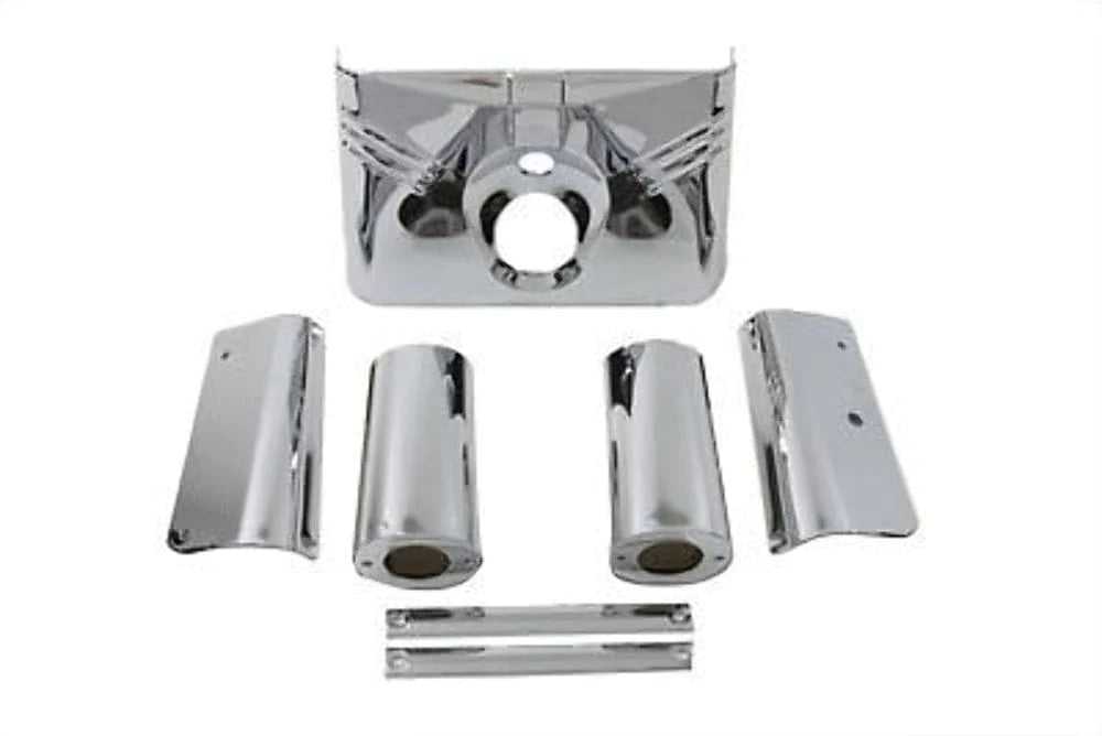 V-Twin Manufacturing, 7-Piece Fork Tins Chrome Front End Triple Tree Cover Kit Slider Covers Hardware