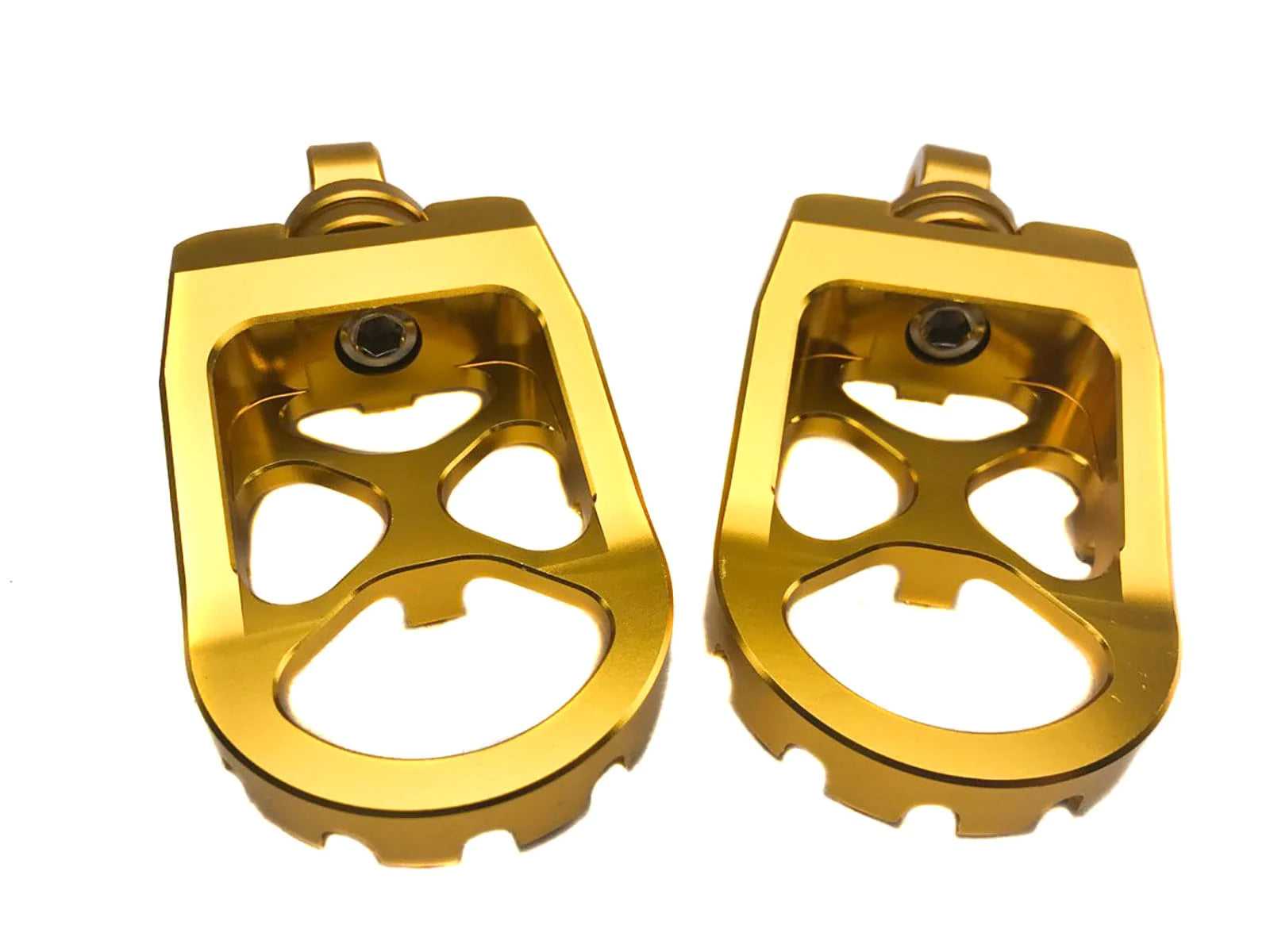 American Classic Motors, ACM Gold Aluminum MX Motorcycle Platform Foot Pegs Harley Dyna Sportster Softail