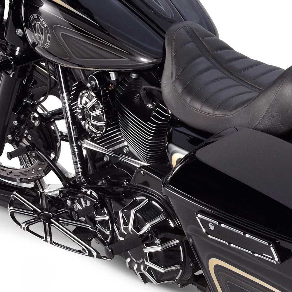 Arlen Ness, Arlen Ness Contrast Cut Black 10 Gauge Billet Horn Cover Upgrade  Harley 95-2019