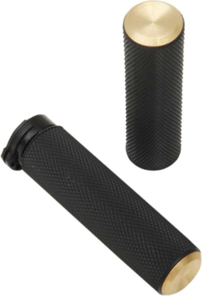 Arlen Ness, Arlen Ness Fusion Knurled Rubber Hand Grips Black Brass Cable Handlebars Harley