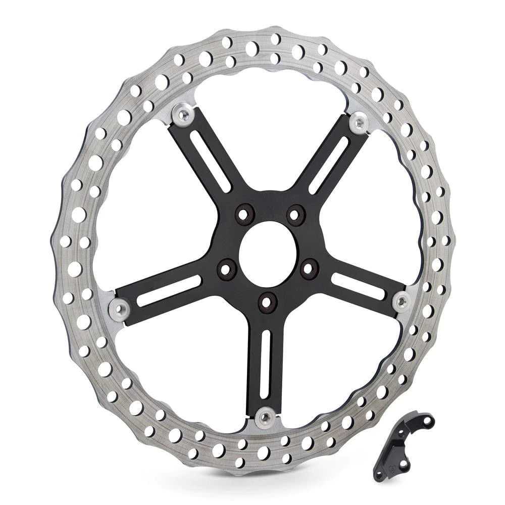 Arlen Ness, Arlen Ness Left Side Rotor Wave 15" Big Brake Kit Disc 00-14 Harley Softail Dyna