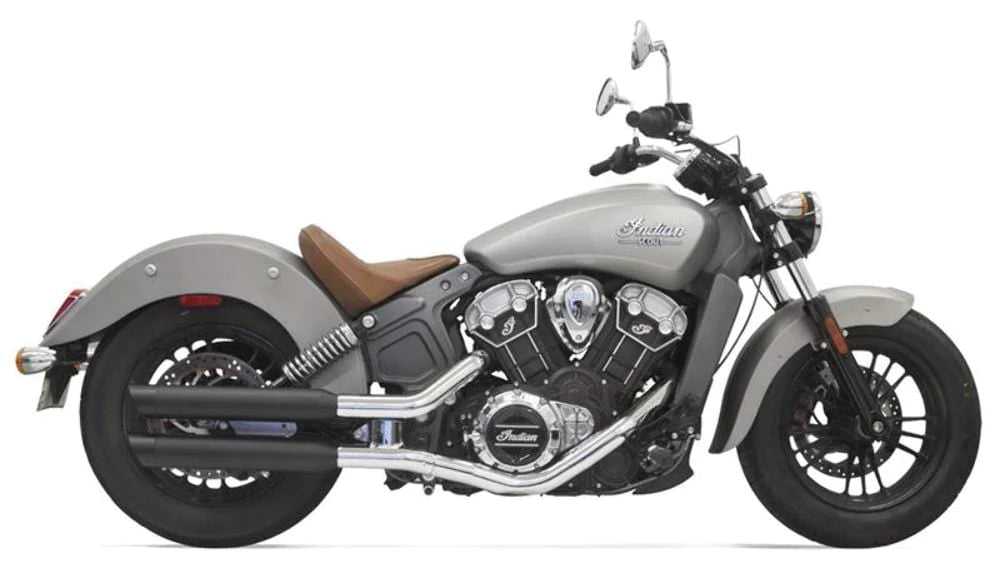 Bassani Manufacturing, Bassani 3" Black Slip On Mufflers Slash Cut Exhaust Pipes Indian 2017-2021 Scout