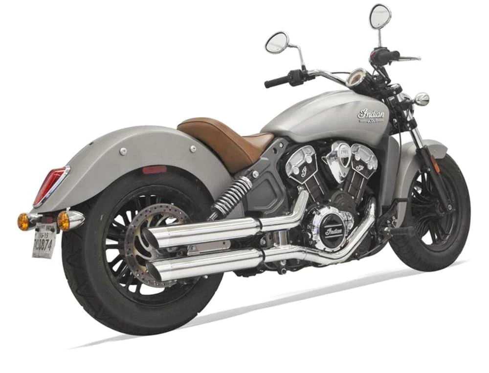 Bassani Manufacturing, Bassani 3" Chrome Classic Slip On Mufflers Slash Cut Exhaust Indian 17-19 Scout