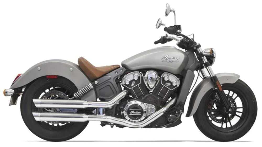 Bassani Manufacturing, Bassani 3" Chrome Classic Slip On Mufflers Slash Cut Exhaust Indian 17-19 Scout