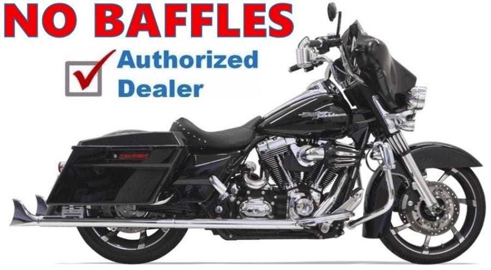 Bassani Manufacturing, Bassani 36" Chrome Exhaust 2 1/4 Bagger Fishtail Slip-On Mufflers Harley Touring