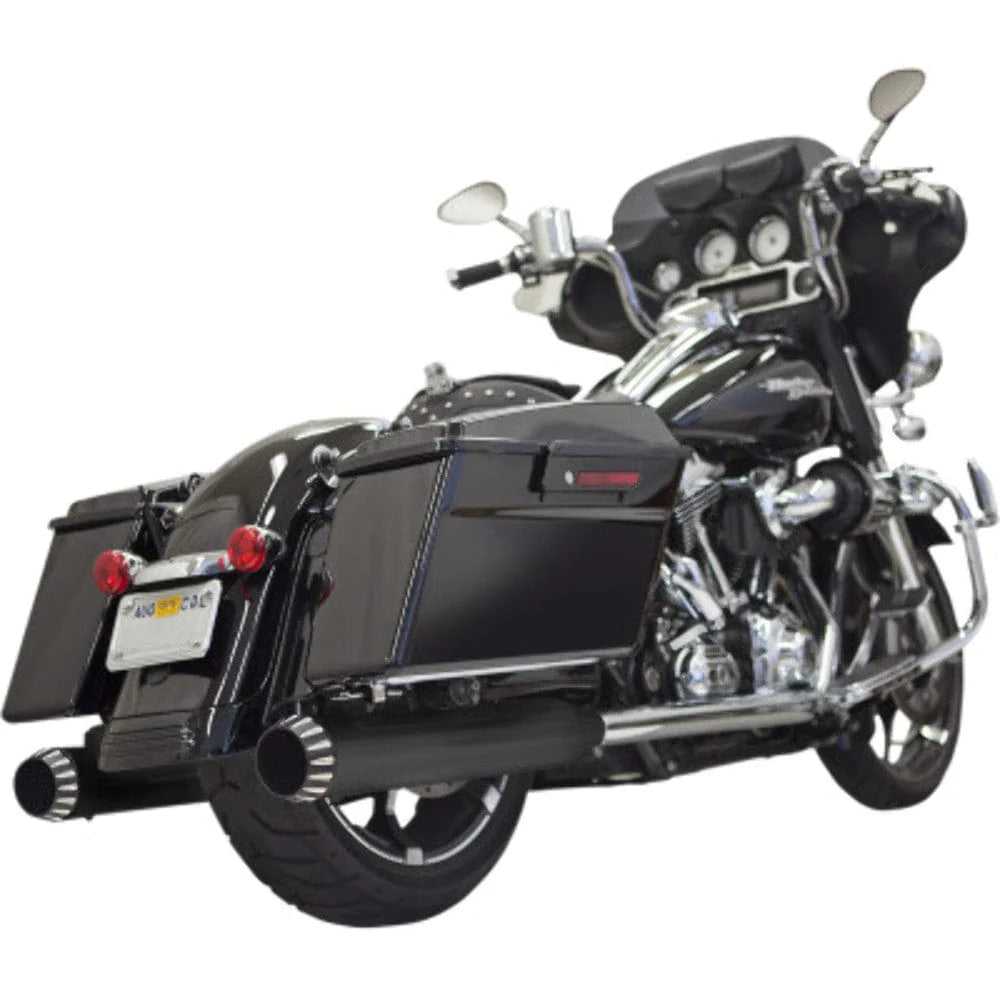 Bassani Manufacturing, Bassani 4" Quiet DNT Black Megaphone Slip On Mufflers Pipes Harley Touring 99-16