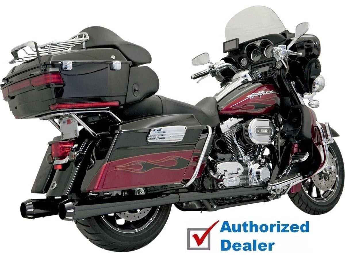 Bassani Manufacturing, Bassani Black 4" Straight Stepped True Duals Power Curve Exhaust Harley Touring