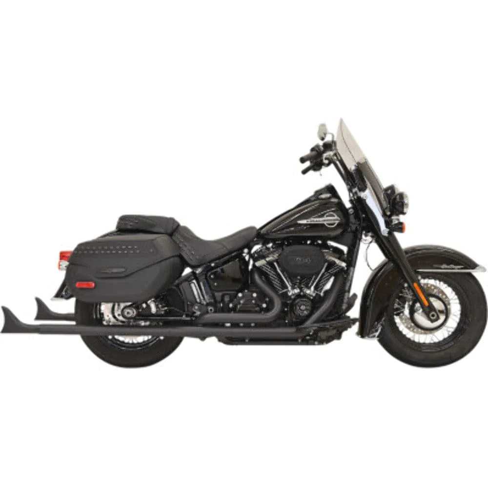 Bassani Manufacturing, Bassani Black True Dual Exhaust 36" 2.25" Fishtail Harley Softail 18+ M8 Baffles