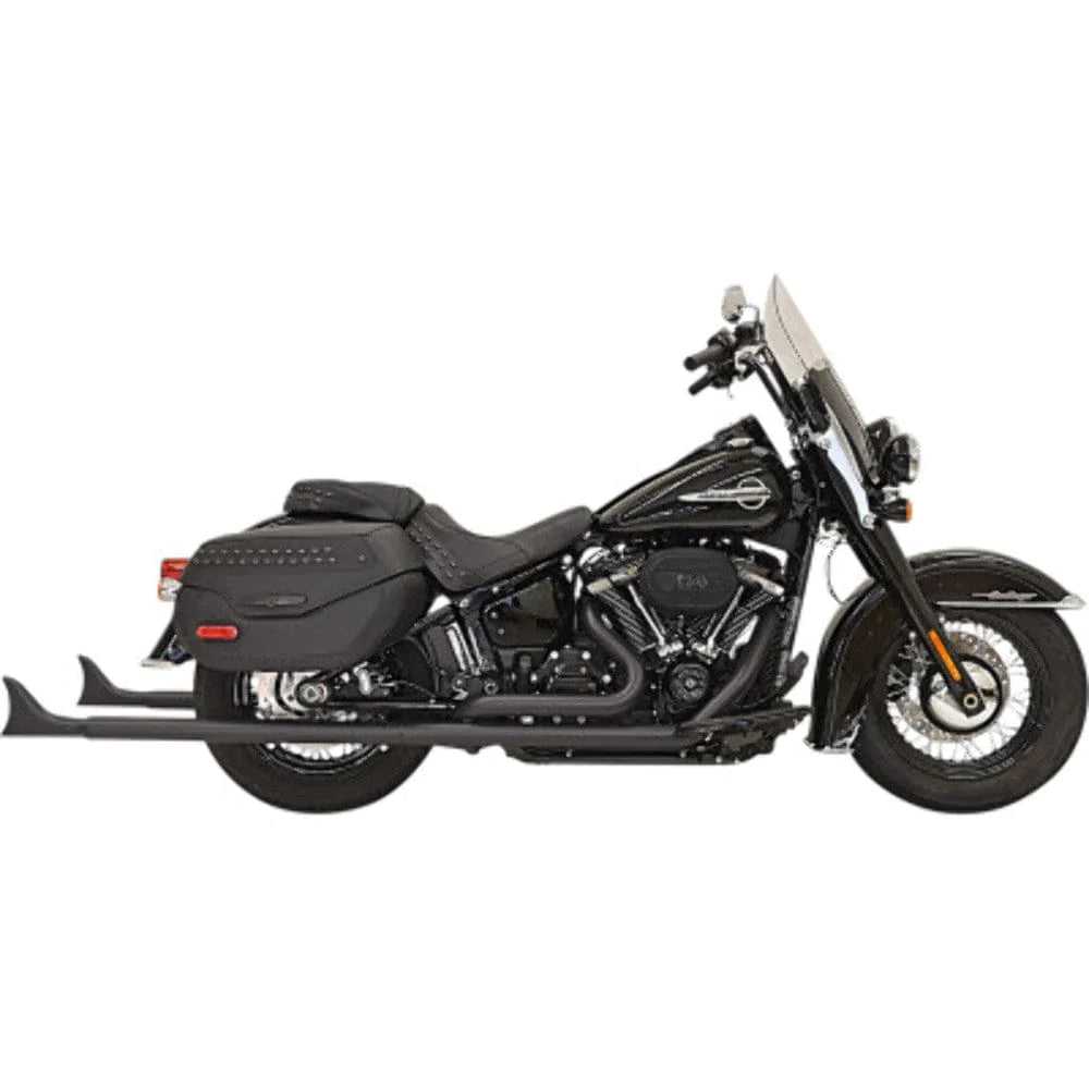 Bassani Manufacturing, Bassani Black True Dual Exhaust 39" 2.25" Fishtail Harley Softail 18+ M8 Baffles