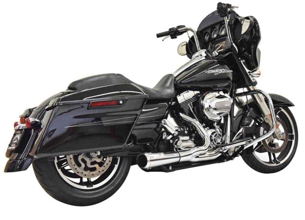 Bassani Manufacturing, Bassani Chrome Road Rage 2 into 1 Short Exhaust Pipe System 95-16 Harley Touring