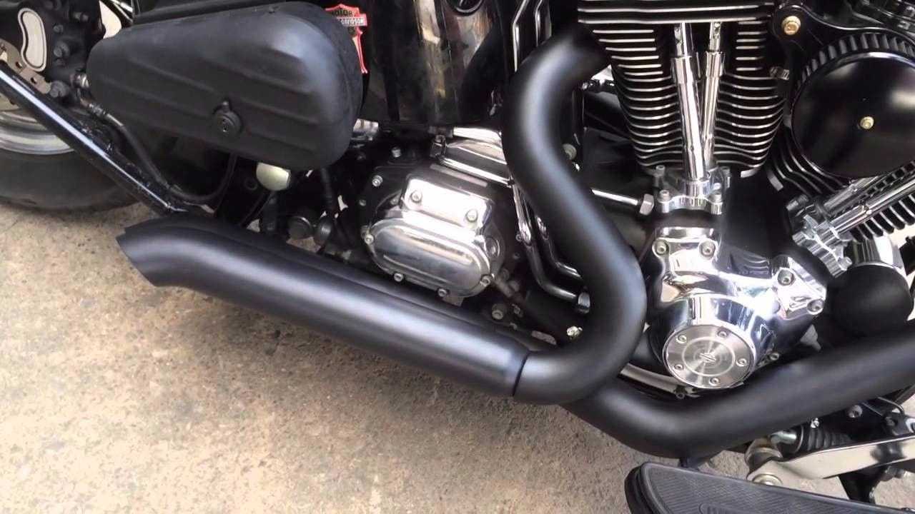 Bassani Manufacturing, Bassani Pro-Street Black Turn Out Ends Full Exhaust System Pipes Harley Softail