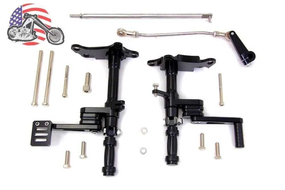 V-Twin Manufacturing, Black Billet Forward Controls Control Kit Footpegs 1991-2003 Harley Sportster XL