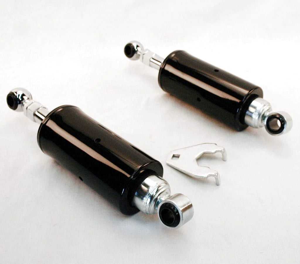 Ultima, Black & Chrome Height Adjustable Lowering Shocks Pair 1984-1988 Harley Softail