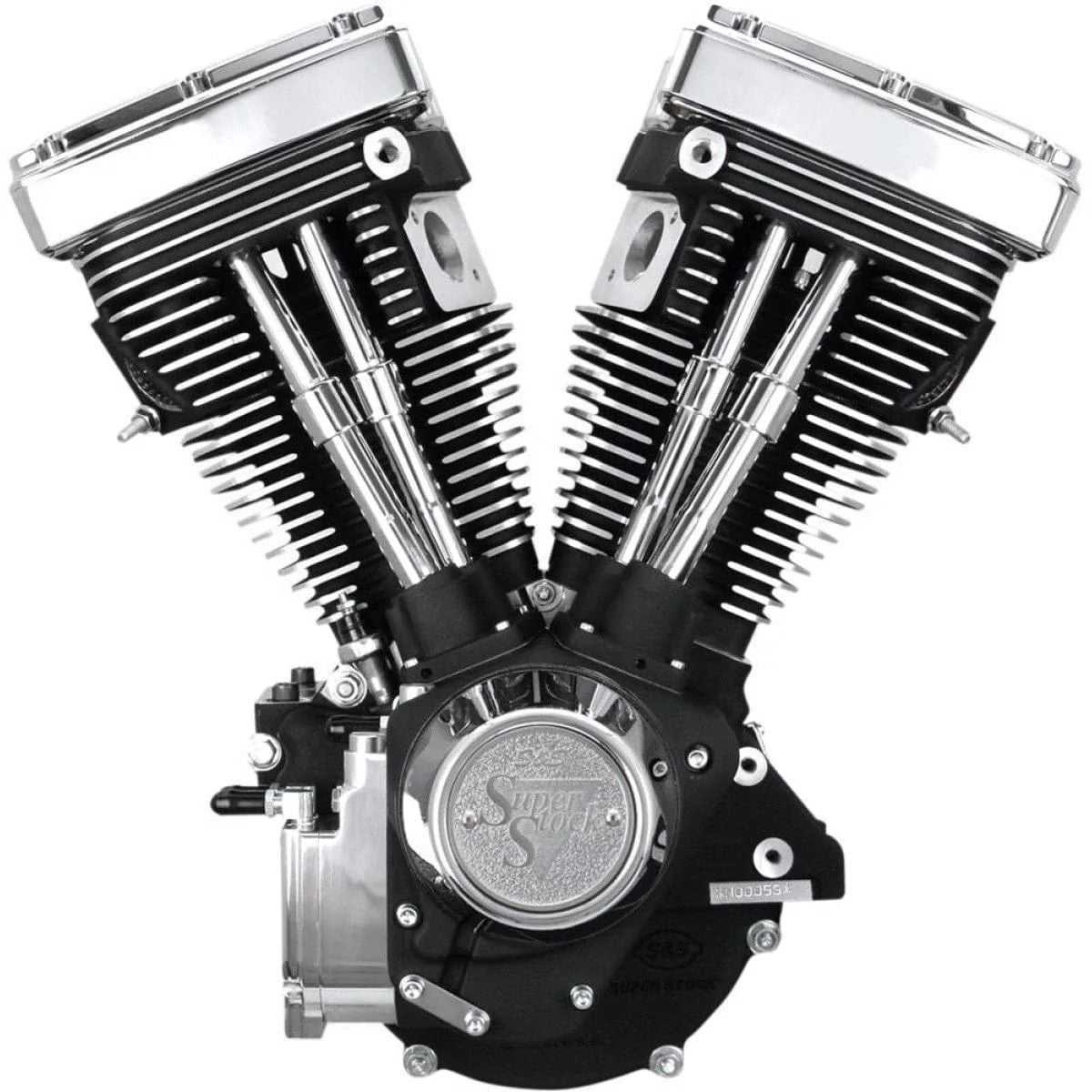 S&S Cycle, Black & Chrome S&S 80" 1340cc Evolution Evo V80 Long Block Motor Engine 310-0233