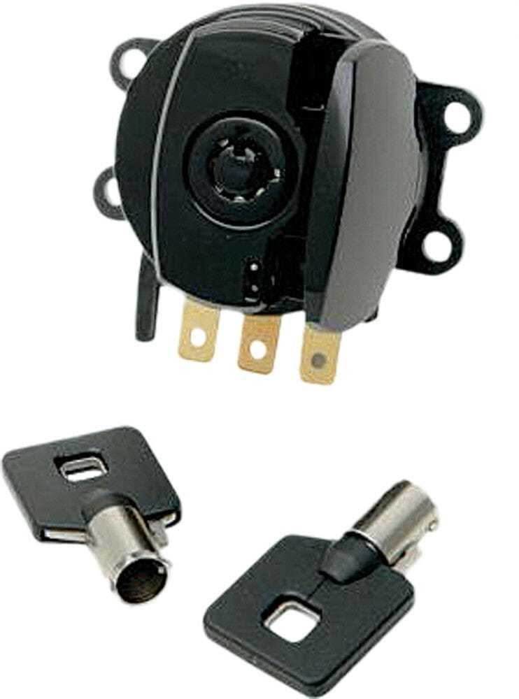 Twin Power, Black Fat Bob Ignition Switch & Key Late Style 1993-2013 Dyna Softail Road King